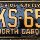 1961 North Carolina license plate KS 65