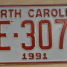 1991 North Carolina license plate ME 3075