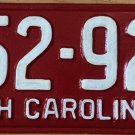 1952 North Carolina license plate 452 926
