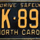 1961 North Carolina license plate EK 893 amateur repaint