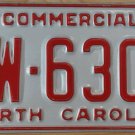 1997 North Carolina commercial license plate AW 6303
