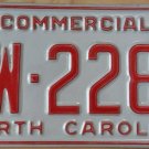 1997 North Carolina commercial license plate BW 2283