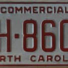 1991 North Carolina commercial license plate AH 8603