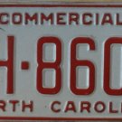 1991 North Carolina commercial license plate AH 8604