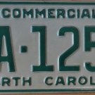 1996 North Carolina commercial license plate DA 1252