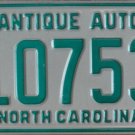 NOS 1978 North Carolina Antique Auto license plate 10753   new old stock