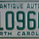 NOS 1980 North Carolina Antique Auto license plate 10966   new old stock