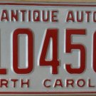 NOS 1981 North Carolina Antique Auto license plate 10450   new old stock