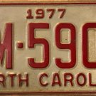 1977 North Carolina license plate AM 5907 1977 North Carolina license plate AM 5907