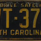 1957 North Carolina license plate WT 378