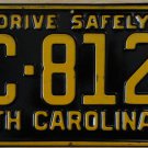 1957 North Carolina license plate KC 8120