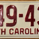 1951 North Carolina license plate 449 432