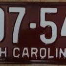 1952 North Carolina license plate 307 544