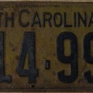 1938 North Carolina license plate 314 994