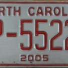 2005 North Carolina license plate TP 55227