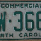 1992 North Carolina license plate AW 3668