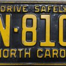 1961 North Carolina license plate AN 8105