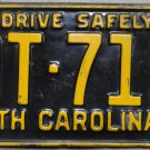 1959 North Carolina license plate DT 713