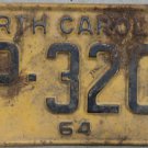 1964 North Carolina license plate CP 3203