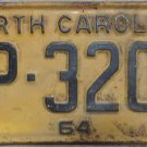 1964 North Carolina license plate CP 3202