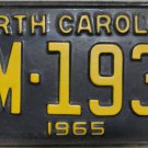 1965 North Carolina license plate EM 1937