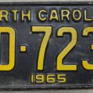1965 North Carolina license plate WD 7232