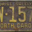 1961 North Carolina license plate AW 1571