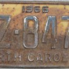 1966 North Carolina license plate DZ 8476
