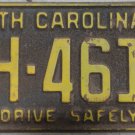 1963 North Carolina license plate DH 4614