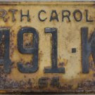 1964 North Carolina license plate 2491 KS