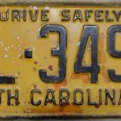 1958 North Carolina license plate ZL 3493