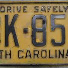 1956 North Carolina license plate BK 850
