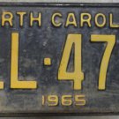 1965 North Carolina license plate LL 479