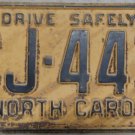 1962 North Carolina license plate CJ 443