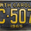 1965 North Carolina license plate UC 5073