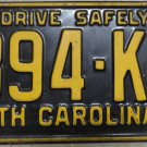 1959 North Carolina license plate 394 KC