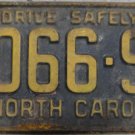 1961 North Carolina passenger truck license plate 2066 SK