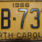 1966 North Carolina license plate RB 733