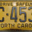 1962 North Carolina license plate EC 4538