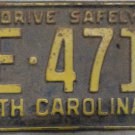 1959 North Carolina license plate ZE 4712