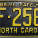 1961 North Carolina license plate CF 2582