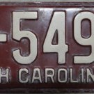 1952 North Carolina license plate N 5493