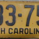 1949 North Carolina truck license plate 833 751