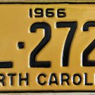 1966 North Carolina license plate EL 2728 amateur repaint