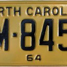 1964 North Carolina license plate CM 8450  amateur repaint