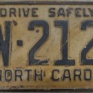1962 North Carolina license plate CW 2126