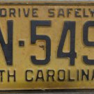 1956 North Carolina license plate BN 5494