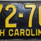 1950 North Carolina license plate 372 701