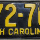 1950 North Carolina license plate 372 700