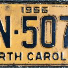 1966 North Carolina license plate AN 5073
